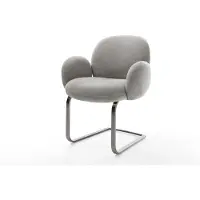 DELIFE Freischwinger Nube-Flex mit Armlehnen Strukturstoff Soft Grau Freischwinger flach Graphit Taschenfederkern