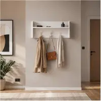 THE WHITE STONE Wandgarderobe - DER WEISSE STEIN - Modell 902934 cm - Regal 5 kg - 3 Haken - Mattweiß