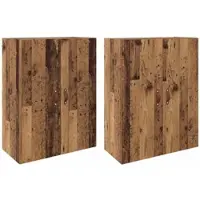 Helloshop26 - Set aus 2 modernen Wandschränken elegante Aufbewahrung 69,5 x 34 x 90 cm Holzwerkstoff Antik-Holzoptik 02_0056061