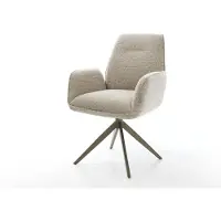 DELIFE Drehstuhl Zoa-Flex Webstoff Soft Beige Kreuzgestell breit Effektfinish Titan 360° drehbar Wippfunktion Taschenfederkern