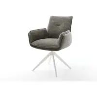 DELIFE Drehstuhl Nela-Flex Bouclé Soft Schlamm Kreuzgestell breit Weiß 360° drehbar Wippfunktion