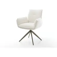 DELIFE Drehstuhl Nela-Flex Bouclé Soft Beige Kreuzgestell breit Effektfinish Titan 360° drehbar Wippfunktion