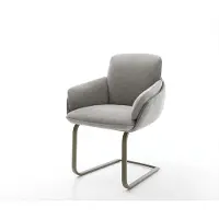 DELIFE Freischwinger Luan-Flex mit Armlehnen Strukturstoff Soft Grau Freischwinger flach Effektfinish Titan