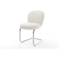 DELIFE Freischwinger Nube-Flex Bouclé Soft Beige Freischwinger flach Edelstahl Taschenfederkern