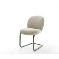 DELIFE Freischwinger Nube-Flex Webstoff Soft Beige Freischwinger flach Effektfinish Titan Taschenfederkern