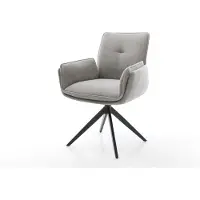 DELIFE Drehstuhl Nela-Flex Strukturstoff Soft Grau Kreuzgestell breit Schwarz 360° drehbar Wippfunktion