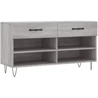 Helloshop26 - Schuhbank Kommode Regal Garderobenschrank Sonoma Wood 102 x 35 x 55 cm Holzwerkstoff Grau 02_0023000