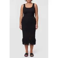 Guess Marciano GUESS Luca Fringed Hem Mid Jet Black A996 Größe: L | Midiröcke Outlet | Damen | Schwarz