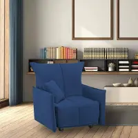 Talamo Italia Schlafsofa Almerinda, Einzelsofa, 100% Italy, Wohnzimmersessel mit Trolley-Öffnung, aus gepolstertem Stoff, mit Standard-Armlehnen, Cm 110x90h85, Blau