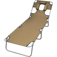 Markenlos Klappbare Sonnenliege mit Kopfkissen und verstellbarer Rückenlehne in Taupe