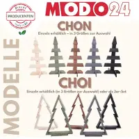 MODO24 3D Weihnachtsbaum Holz 3er Set, Tannenbaum, Deko Christbaum, Holztanne,Kiefernholz, Outdoor, 43cm / 60cm / 76cm, Natur imp, CHOI