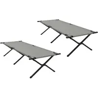 Markenlos Faltbares Campingbett aus Oxford-Gewebe, grau, 210x80x46 cm – Komfort im Freien