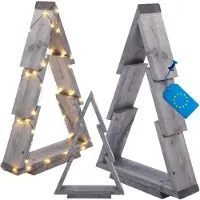 MODO24 3D Weihnachtsbaum Holz, Tannenbaum, Deko Christbaum, Holztanne,Kiefernholz, Weihnachtsdeko, Outdoor, 59,5x39x9,5 cm, Grau, CHOI
