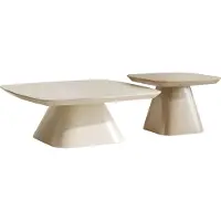 Vente-unique 2er-Set MDF-Couchtische - Cremeweiß und Taupe lackiert - NATAZA