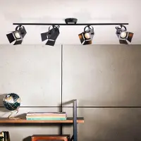 Lightbox Moderner LED Spot in mattschwarz mit 4 Köpfen