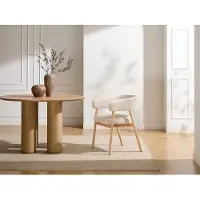 Vente-unique 2er-Set Stühle aus Stoff und Hevea-Holz - Beige JORAKA