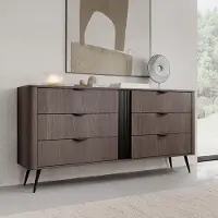 Lomadox Wohnzimmer Sideboard 163 cm breit in Eiche mit 6 Schubladen & Rillendesign - VOLTERRA-167