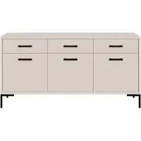 Beautysofa | Kommode SELENA 150 cm Kaschmir Kommode mit 3 Türen und 3 Schubladen – Sideboard modern mit Metallbeinen, Selbstschließend, Wohnzimmer