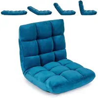 KOMFOTTEU Bodenstuhl, Bodensessel mit Verstellbarer Rückenlehne (Pfauenblau) | Bodensofa Klappbar, Relaxsessel Gepolstert mit Liegefunktion, Meditationsstuhl, Floor Chair für Zuhause & Freizeit