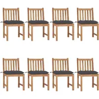 Markenlos 8 Gartenstühle aus massivem Teakholz mit Kissen