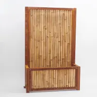 Bambusbasis Hochbeet mit Sichtschutz | Hochbeet - H: 70cm x B: 102cm x T: 67cm | Sichtschutz - H: 155cm x B: 102cm | Corten, Bambus hell