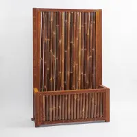 Bambusbasis Hochbeet mit Sichtschutz | Hochbeet - H: 35cm x B: 102cm x T: 67cm | Sichtschutz - H: 205cm x B: 102cm | Corten, Bambus dunkel
