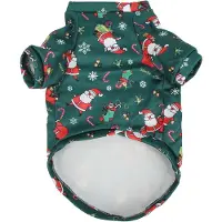 Gistuch Haustier-Pullover, Kleidung, atmungsaktiv, grüner Weihnachtsmann, bezaubernder Cartoon-Druck, warmer Hund, Weihnachten für kleine Haustiere