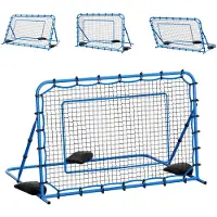 SucceBuy Fußball-Rebounder 178 x 117 cm, Trainingsnetz für Ballkontrolle und Passübungen, Sportgerät mit stabilem Metallrahmen und robustem PE-Netz, geeignet für Jugendliche und Erwachsene, Blau