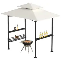 OEM Partyzeltdach 238 x 148 x 250 cm Partyzeltdach mit Doppelabdeckung Metallenes Partyzeltdach für Gartenpergola beige