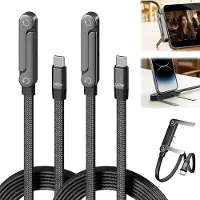 Dopwii 2er 2-in-1-Ladekabel mit Ständer,240 W für geflochtenes Ladekabel,mit integrierter seitlicher Handyhalterung,Zinklegierung für Smartphones und Tablets