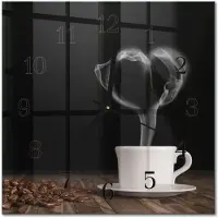 Drukarnia Piga Tulup Glasuhr Wanduhr Küchenuhr Echt-Glas 30x30 cm Modern Dekorativ Geräuschlos Schwarzen Zeigern - Kaffee