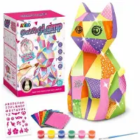 Dopwii DIY Katzenlampen Bastelset zum Bemalen, inkl. 6 Farben, Pinsel & Glitzerstickern – Kreatives Nachtlicht Set & Bastelspaß für Kinder 4+