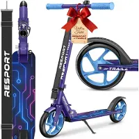 RE:SPORT Cityroller für Kinder & Erwachsene mit Klingel & Tragegurt | Tretroller Scooter höhenverstellbar & klappbar bis 100 kg | Kinderroller große Räder Kickscooter Kickroller