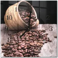 Drukarnia Piga Tulup Glasuhr Wanduhr Küchenuhr Echt-Glas 30x30 cm Modern Dekorativ Geräuschlos Schwarzen Zeigern - Kaffeebohnen