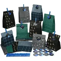 Sonstiges Adventskalender Tüten zum Befüllen 24er Set Papiertüten mit Zahlenaufklebern & Klammern Marineblau 13x22 cm