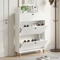 vidaXL Schuhschrank ALKMAAR 78 x 24 x 103 cm Holzwerkstoff Weiß