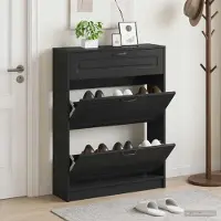 vidaXL Schuhschrank UTRECHT 78 x 24 x 100 cm Holzwerkstoff Schwarz