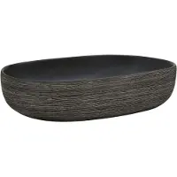 vidaXL Aufsatzwaschbecken Grau und Schwarz Oval 59x40x14 cm Keramik