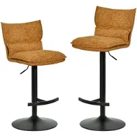 Duhome Barstuhl 2er Set Höhenverstellbar Barhocker Drehbar aus Bouclé Küchenhocker mit Fußstütze Polsterhocker für Bistro Bar Küche, Gelb