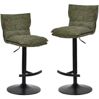 Duhome Barstuhl 2er Set Höhenverstellbar Barhocker Drehbar aus Bouclé Küchenhocker mit Fußstütze Polsterhocker für Bistro Bar Küche, Grün