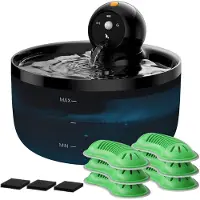 Sonstiges Trinkbrunnen Katze Kabellos mit Bewegungsmelder, 2.6L, Schwarz, 6 Kohlefilter, 3 Schwämme