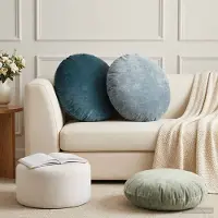 vidaXL Kissenbezug 2 stk. HEERLEN Blau Ø 50 cm Chenille-Stoff
