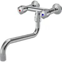 Kwc Wand-Zweigriffmischer für Profi-Küchen | Schwenkauslauf | Messing | chromeline