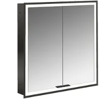 Emco prime Lichtspiegelschrank, 600 mm, 2 Türen, Unterputzmodell, 949713571, Farbe: schwarz/spiegel