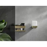 Emco loft Flüssigseifenspender, Wandmodell, mit Stulpbecher, satiniertes Kristallglas, 052100703, Farbe: Gold Poliert