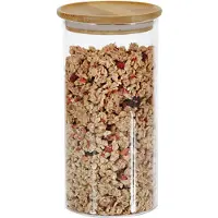 Kesper 38010, Container, Rund, 1,25 l, Natürlich/Natur, Transparent, Glas, Bambus, 200 mm