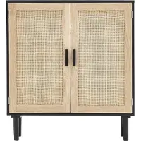 OEM Rotan Kast - 2 Magnetische Türen, Verstelbare Planken, Ideal für Flure, Eingänge, Wohnzonen und Küchen, Stilvolle Aufbewahrungslösung, Schwarz