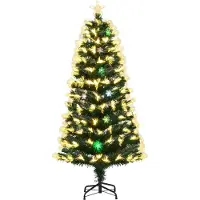KOMFOTTEU künstlicher Weihnachtsbaum mit Lichtern, Tannenbaum mit 8 Lichtmodi, Christbaum mit klappbarem Sockel, Weihnachtsdekoration für Haus, Büro, Geschäf (150 cm)