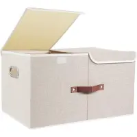 Sonstiges Aufbewahrungsbox mit Deckel und Fächern, faltbar, waschbar, Stoff, Beige, 55x33x30 cm, 1 Stück