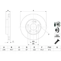 Bosch Bremsscheibe 0986479186 belüftet 276mm 22mm für MERCEDES-BENZ